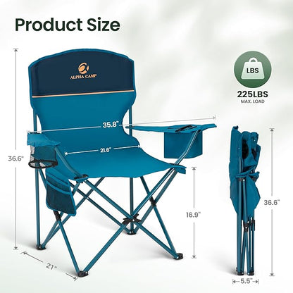 HIGH POINT SPORTS 2 Pack Portable Camping Chair for Adults, Folding Outdoor Camp Chair Lightweight