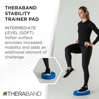 THERABAND Stability Trainer Pad, Intermediate Level, Soft, Blue Foam Balance Pad for Physical