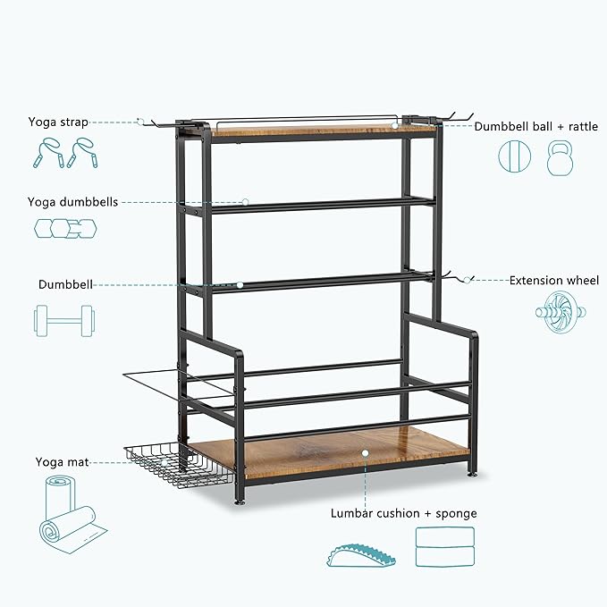 Gym Home Equipment Weight Rack – 3‑Tier Workout Storage Stand for Dumbbells & Kettlebells, Medicine