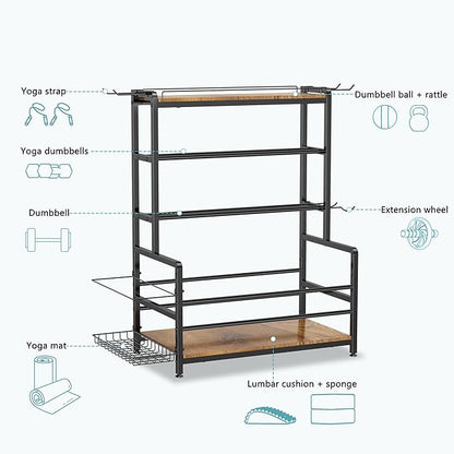 Gym Home Equipment Weight Rack – 3‑Tier Workout Storage Stand for Dumbbells & Kettlebells, Medicine