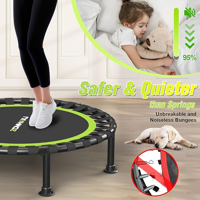 Foldable Mini Trampoline, 40"/48" Rebounder Trampoline for Adults & Kids, 440lbs Capacity Indoor