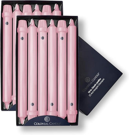 Colonial Candle Unscented Taper Candle, Classic Collection, Persian Pink, 10 in, Pack of 12 - Up to