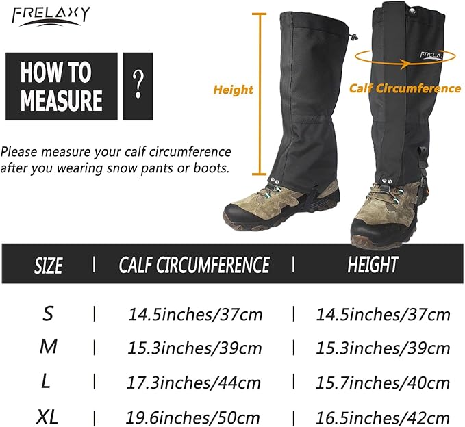 Frelaxy Leg Gaiters Ultra HIGH-Performance Hunting Gaiters, 100% Waterproof Hiking Gaiters with