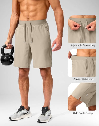 Men's Running Shorts with Zipper Pockets 9 Inch/ 7 Inch / 5 Inch Lightweight Quick Dry Gym Workout