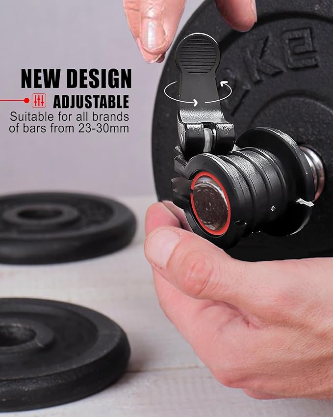 Barbell Clips 1 Inch Quick Release Weight Clamps 0.9-1.18inch Multi-Size Adjustable Olympic Clamps