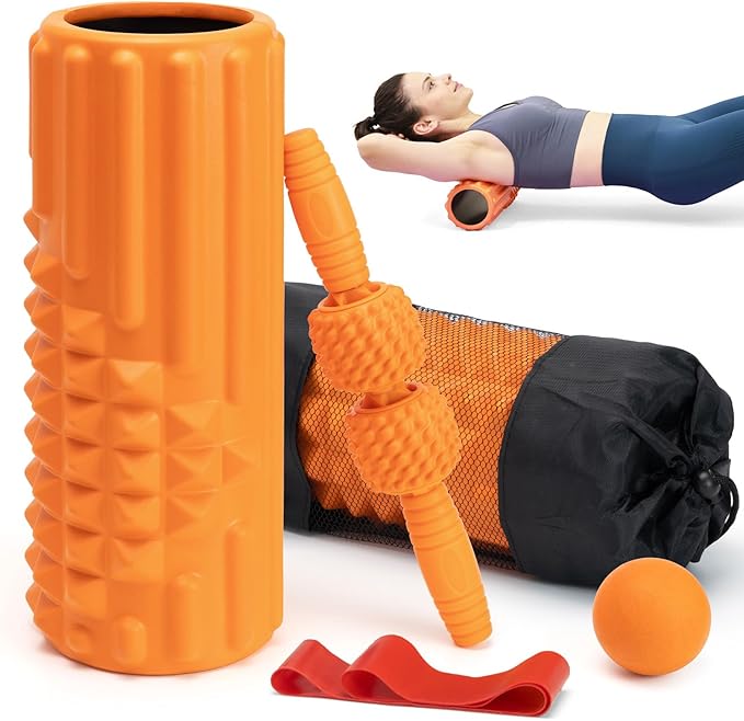 5 in 1 Foam Roller Set, High Density Fitness Exercise Foam Roller for Deep Tissue Muscle Massage