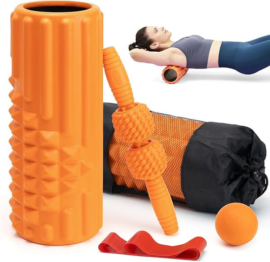 5 in 1 Foam Roller Set, High Density Fitness Exercise Foam Roller for Deep Tissue Muscle Massage