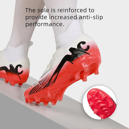 Men's High Top Soccer Shoes FG Long Spikes Adult Football Shoes Lightweight Professional Athletic