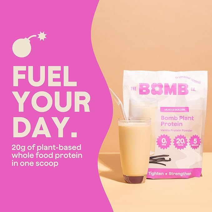 The Bomb Co. Bomb Plant Protein, Protein Powder with 20g Protein, Amino Acids, Zero Sugar, Pea