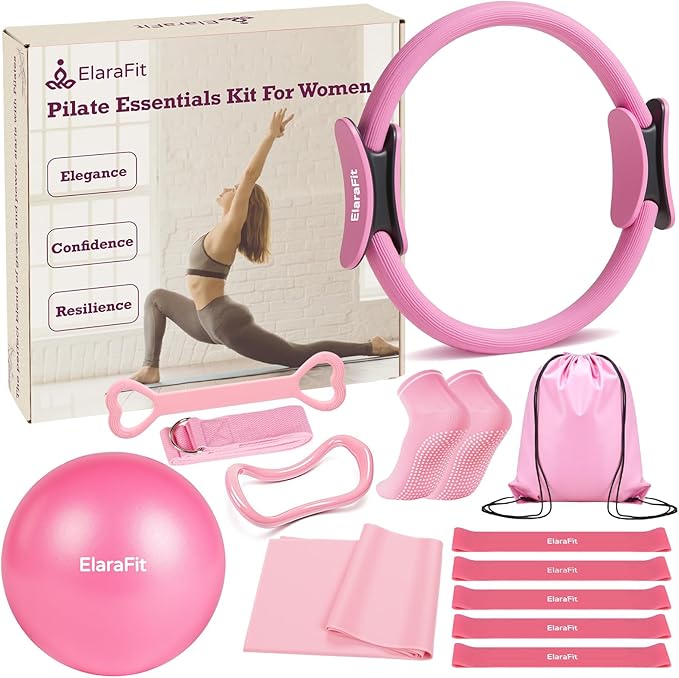Home Pilates Kit for Women Pilates Equipment Ring and Ball Set Magic Circle Hoop with 5 Resistance