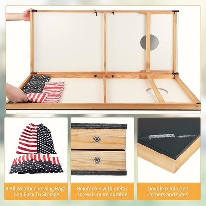 Cornhole Set, Corn Holes Outdoor Game, Regulation 2X4 Cornhole Boards, Portable Cornhole Set