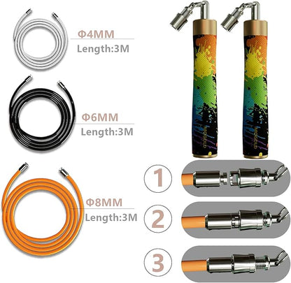 Weighted Jump Rope for Men Women -Interchangeable 1/5lb 1/4lb 1/2lb Heavy jump ropes - 360 Degree