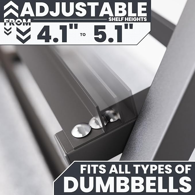 Synergee Dumbbell Rack for Home Gym – 3 Tier Adjustable Weight Rack for Dumbbells – Space-Saving