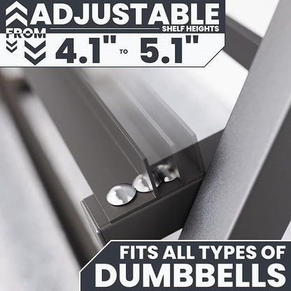 Synergee Dumbbell Rack for Home Gym – 3 Tier Adjustable Weight Rack for Dumbbells – Space-Saving