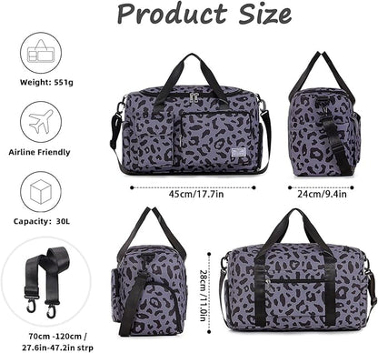 FIORETTO Women's Gym Duffle Bag with Shoes Compartment, 37L Capacity, Ideal for Travel, Gym
