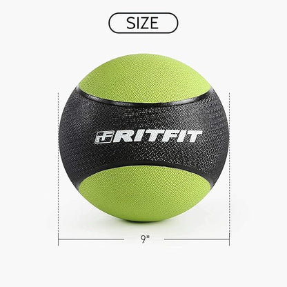 RitFit Weighted Medicine Ball - Non-Slip Rubber Shell & Dual Texture Grip - Workout Exercise Ball