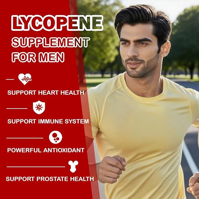 Lycopene Supplements for Men 50mg, Natural Tomato Antioxidant Supplement, 90 Veggie