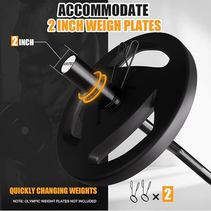 Olympic EZ Curl Barbell Bar, 48-inch Curling Bar, Fits 2-inch Weight Plates, Strength Training Bar