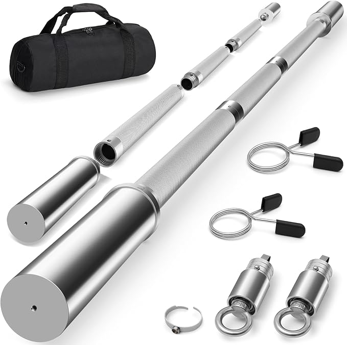 DASKING 4ft/4.9ft Barbell, 2-Inch Olympic Detachable Bar, Portable Strength Training Bar for