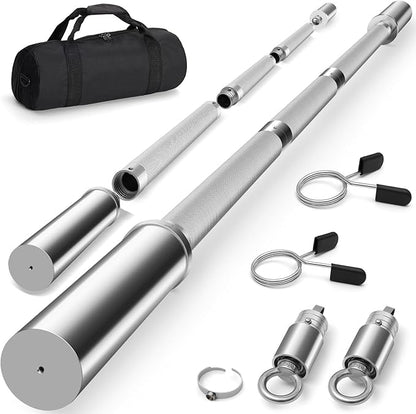 DASKING 4ft/4.9ft Barbell, 2-Inch Olympic Detachable Bar, Portable Strength Training Bar for