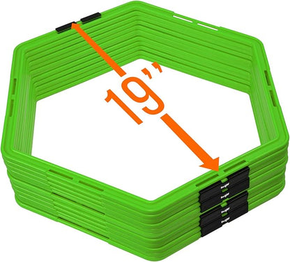 Yes4All Hex Agility Rings/Speed Rings with Carrying Bag – Hexagon Rings, Agility Hurdles for