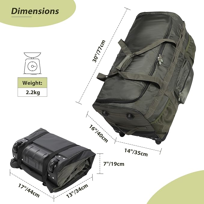 REDCAMP 85L/120L/140L Foldable Duffle Bag with Wheels, Large Travel Duffel Bag