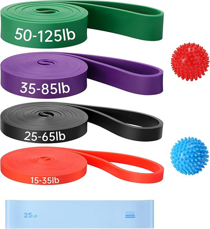 Resistance Bands for Working Out, 6 Packs Exercise Bands, Workout Bands, Pull Up Assistance Bands
