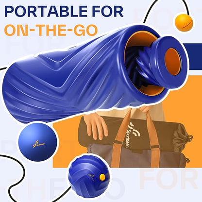 Sportneer 4 in 1 Foam Roller Set: Dual Textures Foam Roller, Foot Roller, Lacrosse Ball, Traction