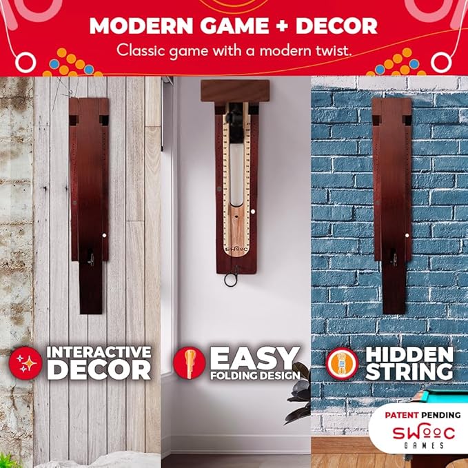 SWOOC Games - Hideaway Hook and Ring Game On A String - Weather Resistant & Easy Setup - Man Cave
