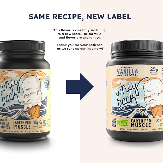 Earth Fed Muscle Whey Back Irish Grass Fed Whey Protein Isolate - NSF-Certified. No Artificial