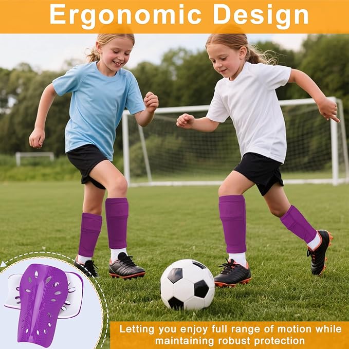 2 Pairs Shin Guards Soccer for Kids,Shin Pads Extra Lightweight Breathable Slide in Shin Guard for