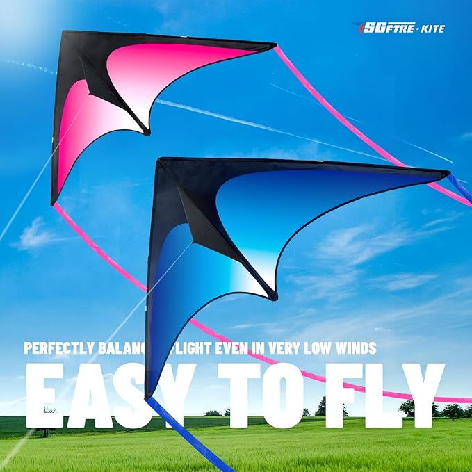 Delta Kite Set for Kids and Adults，Extremely Easy to Launch for Beginners, Perfect for Beaches and