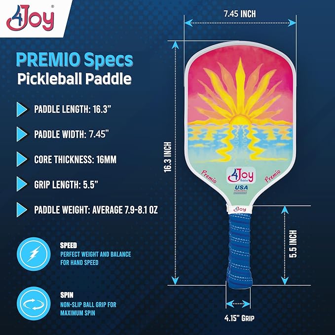 4Joy Pickleball Paddle Premio Series - Thermoformed Premium T700 Carbon Fiber Pickleball Paddless