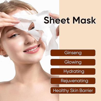 10Pack Sheet Face Masks Skincare for All Skin Types, Moisturizing Hydrating Facial Masks Suitable