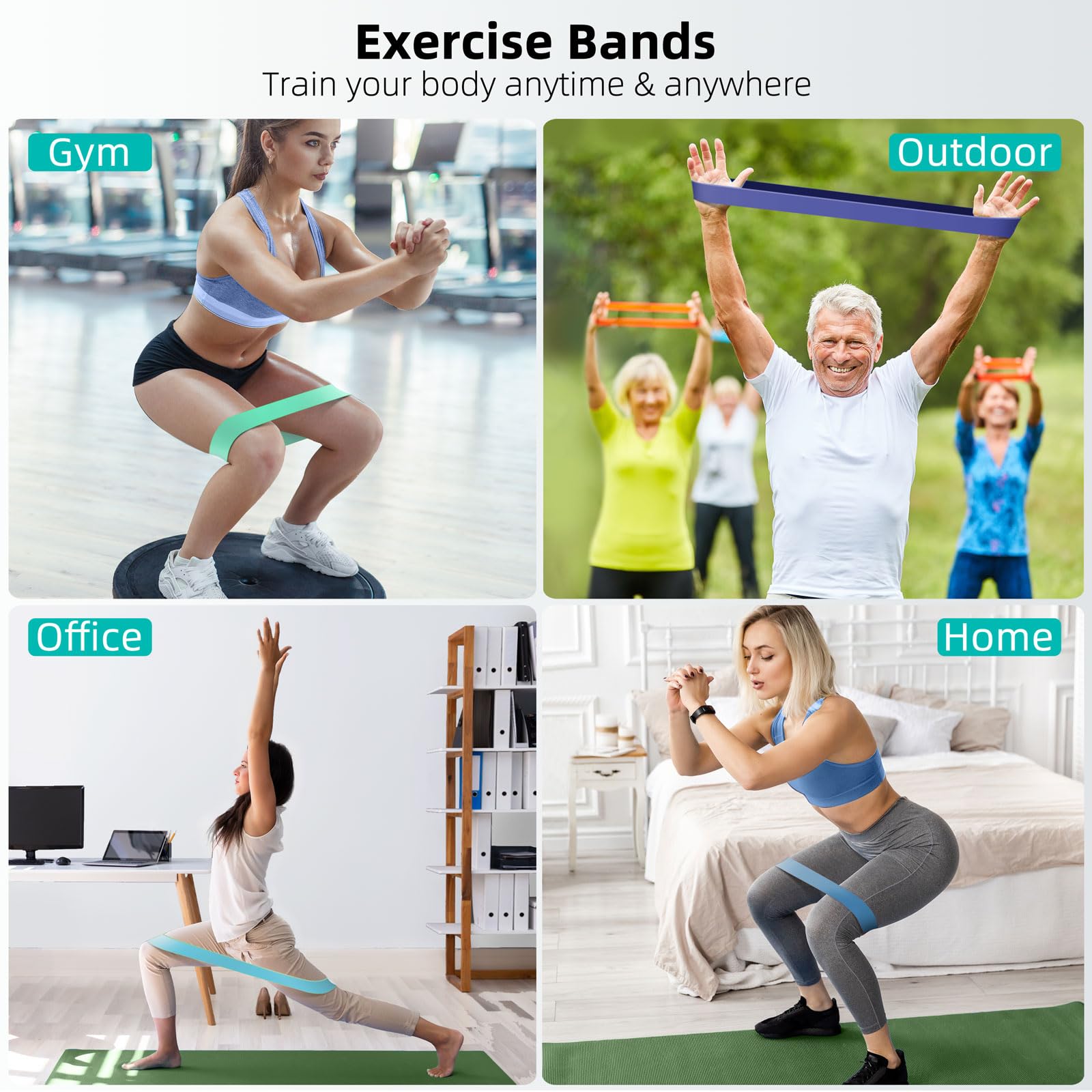 Resistance Bands for Working Out, 5-Pack Elastic Loop Exercise Bands for Strength Training