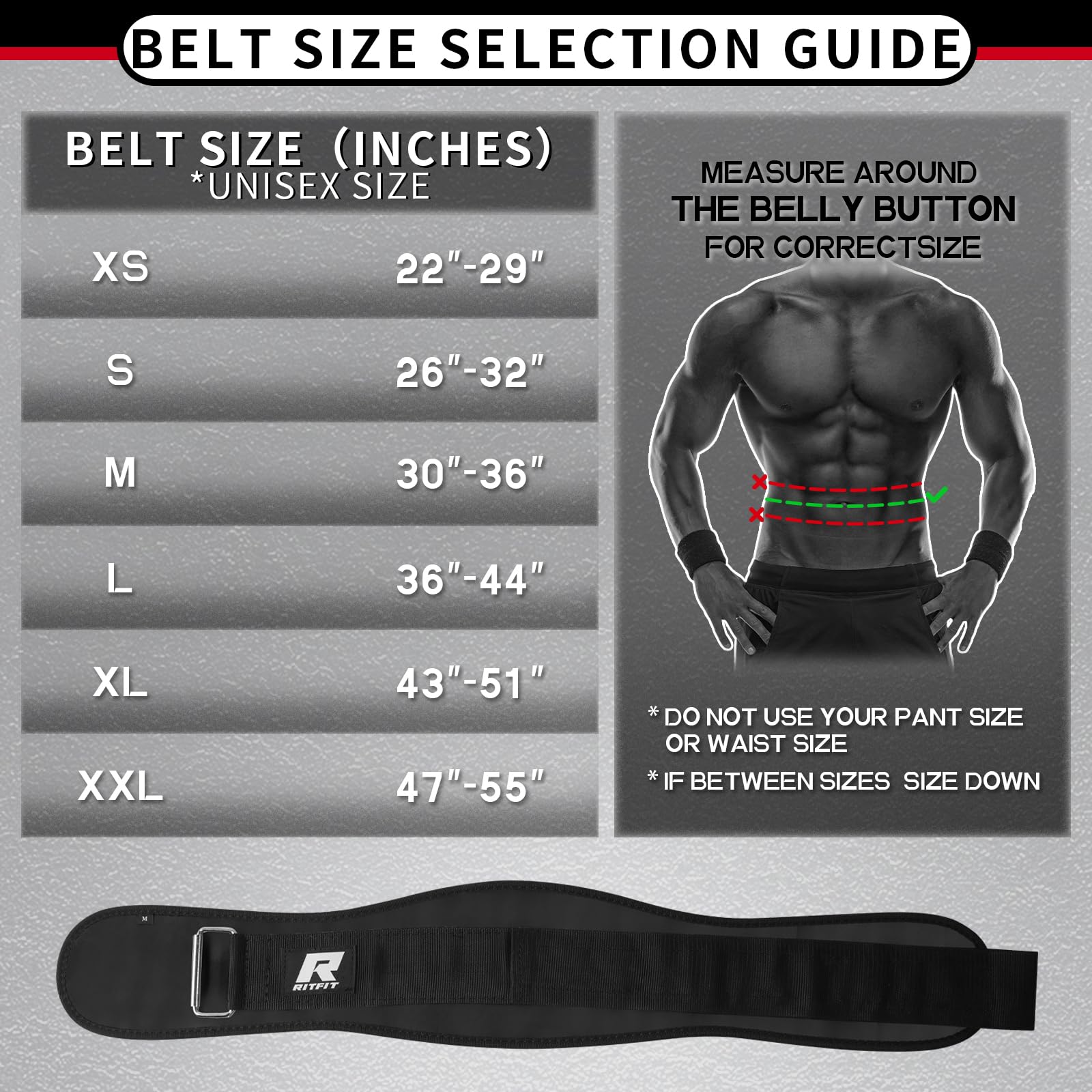 RitFit Weight Lifting Belt 6 Inch for Squats Deadlift Strength Training
