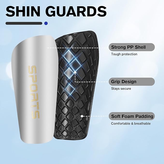 Youth Soccer Shin Guard Socks, Built-in Protective Pads, Kids Knee High Football Athletic Team