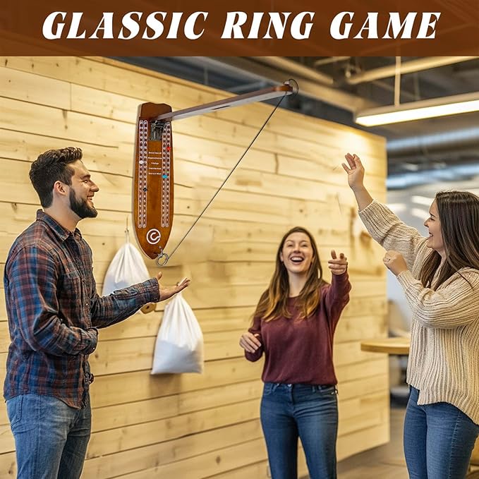 Ring Toss Game – Hook and Ring Game with Foldable Arm for Indoor and Outdoor Fun, Perfect for Game