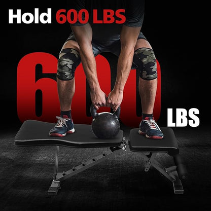 Weight Bench Press, Adjustable Workout Benches for Dumbbell Exercise, 600LBS Foldable Strength