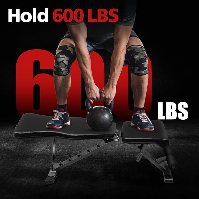 Weight Bench Press, Adjustable Workout Benches for Dumbbell Exercise, 600LBS Foldable Strength