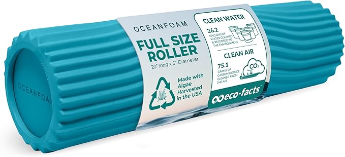 Oceanfoam Tidal Roller - Miami Blue - Muscle Massage Foam Roller for Back Pain & Stretching - Firm
