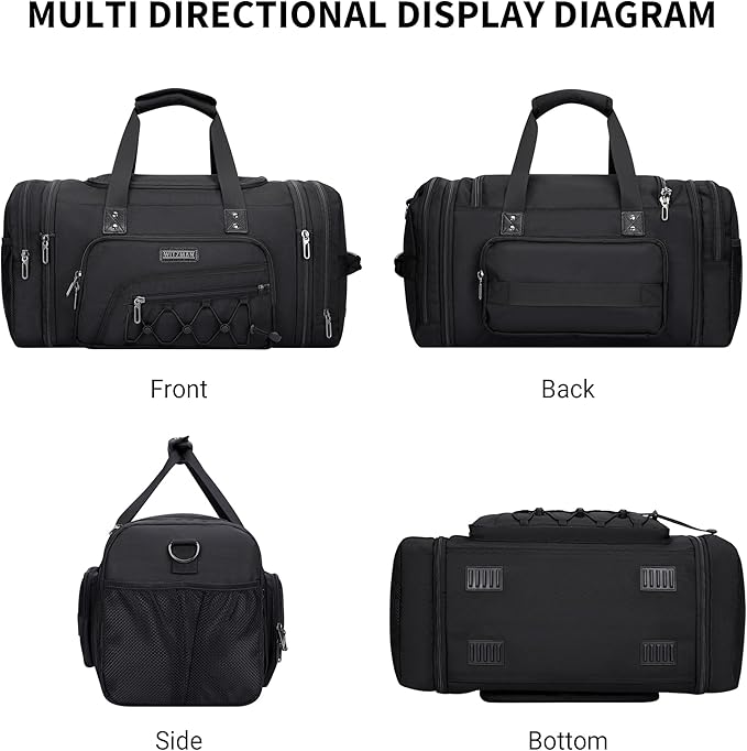 WITZMAN Duffle Bag for Men Nylon Large Gym Weekender Bag with Shoe Compartment Expandable Carry on