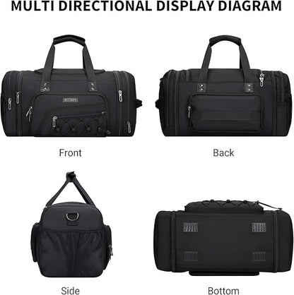WITZMAN Duffle Bag for Men Nylon Large Gym Weekender Bag with Shoe Compartment Expandable Carry on