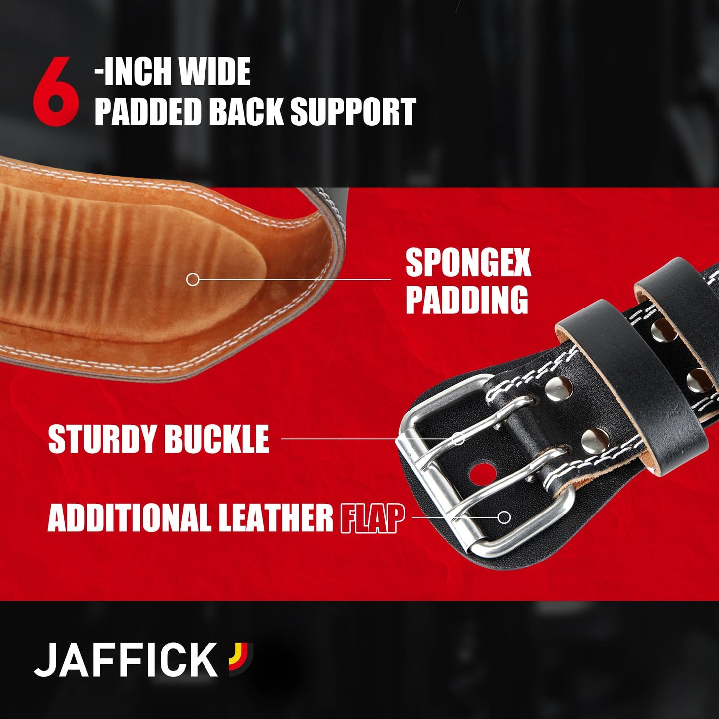 Jaffick Leather Weight Lifting Belt for Men Women Bodybuilding, Squatting