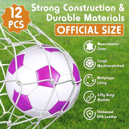12 Set Christian Charity Donation Supplies Soccer Balls with Pumps and Drawstring Bags Soccer