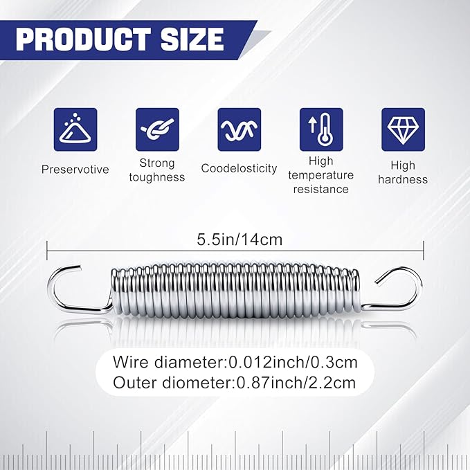 72pcs Heavy Duty Trampoline Springs Replacement Kit - 5.5 Inch Galvanized Steel Springs with Puller