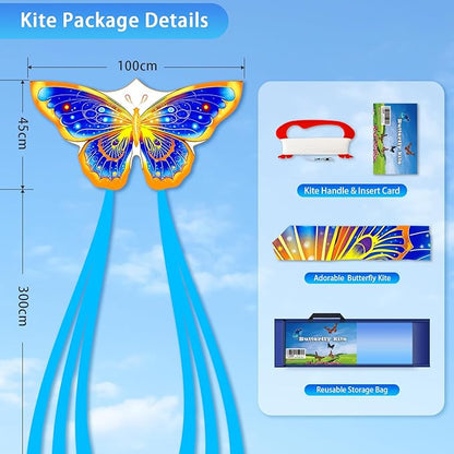 Butterfly Kites for Kids & Adults, Easy to Fly Design with Long Tail for Stability, for Kids Ages