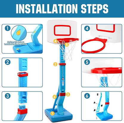 SUPER JOY Toddler Basketball Hoop - Height Adjustable Kids Hoop for Indoor & Outdoor Play