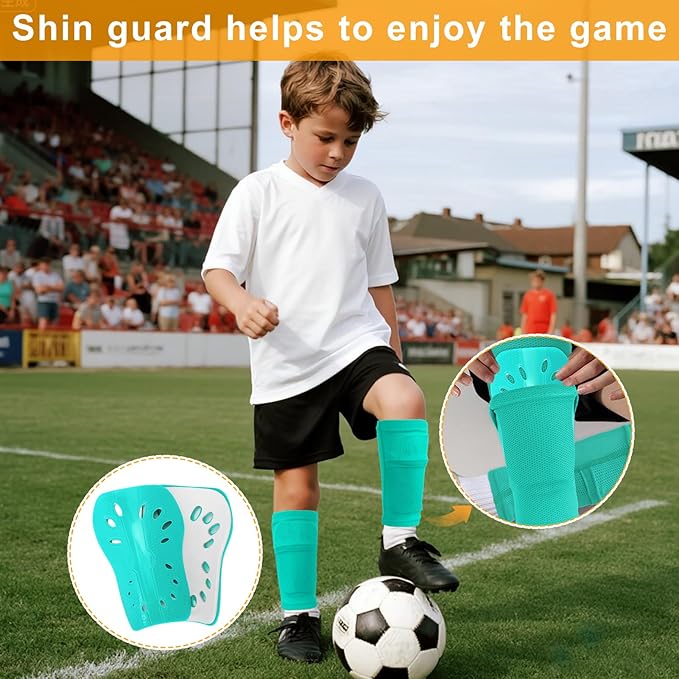 2 Pairs Shin Guards Soccer for Kids,Shin Pads Extra Lightweight Breathable Slide in Shin Guard for