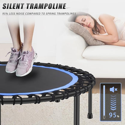Newan 40"-48" Silent Mini Trampoline Fitness Trampoline Bungee Rebounder Jumping Cardio Trainer